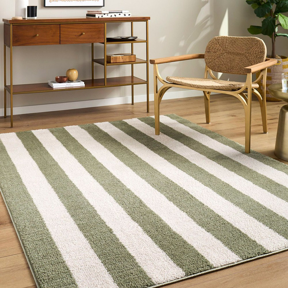 Fossay Washable Modern Shaggy Green Rug