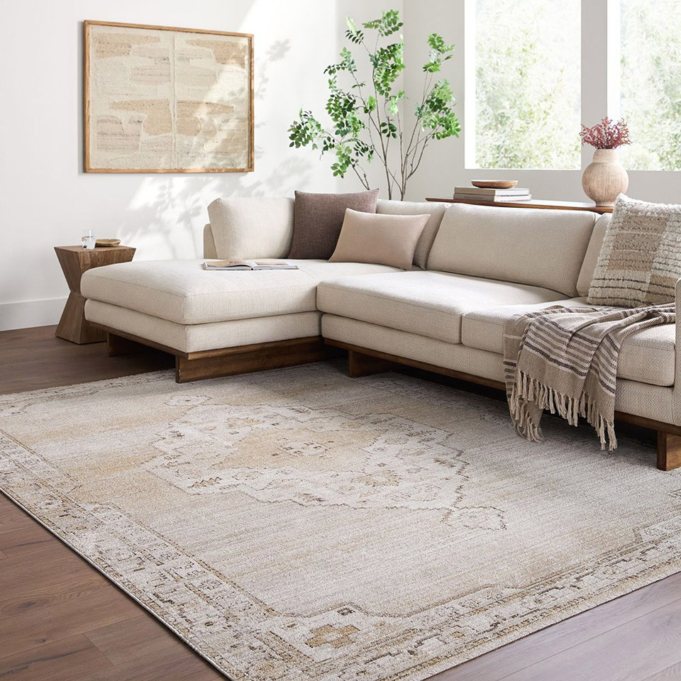 Fifth Avenue Vintage Traditional Brown White Rug