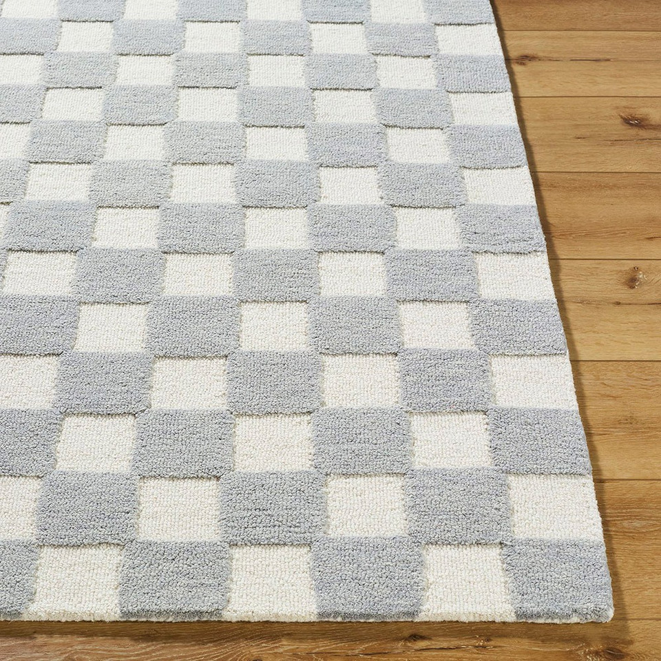Klopp Modern Wool Checkered Grey Rug