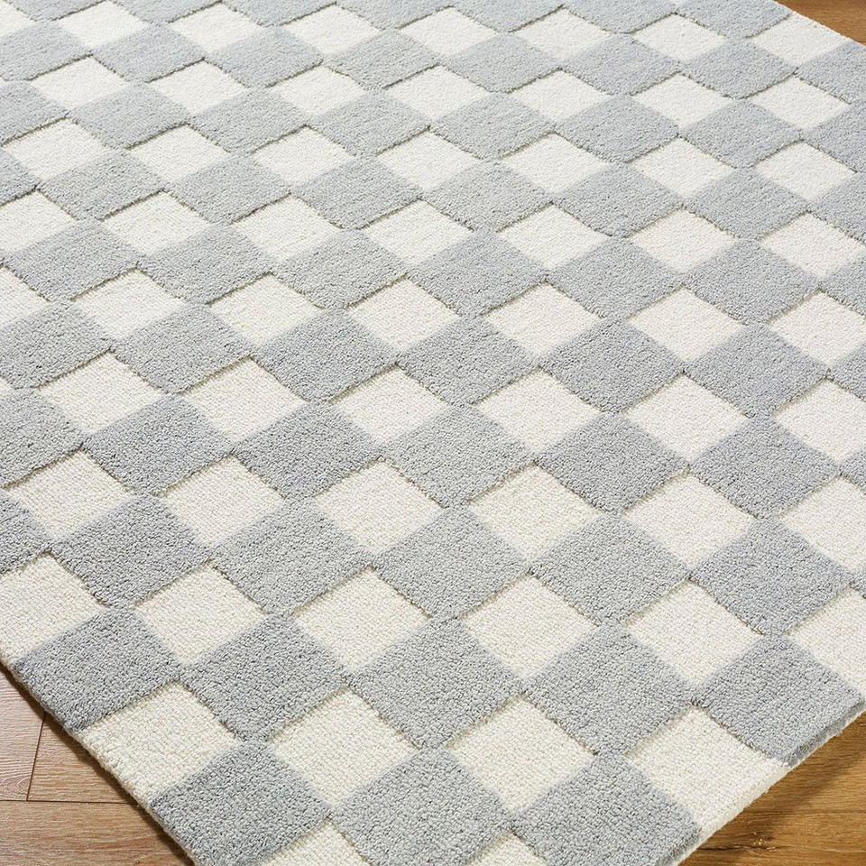 Klopp Modern Wool Checkered Grey Rug