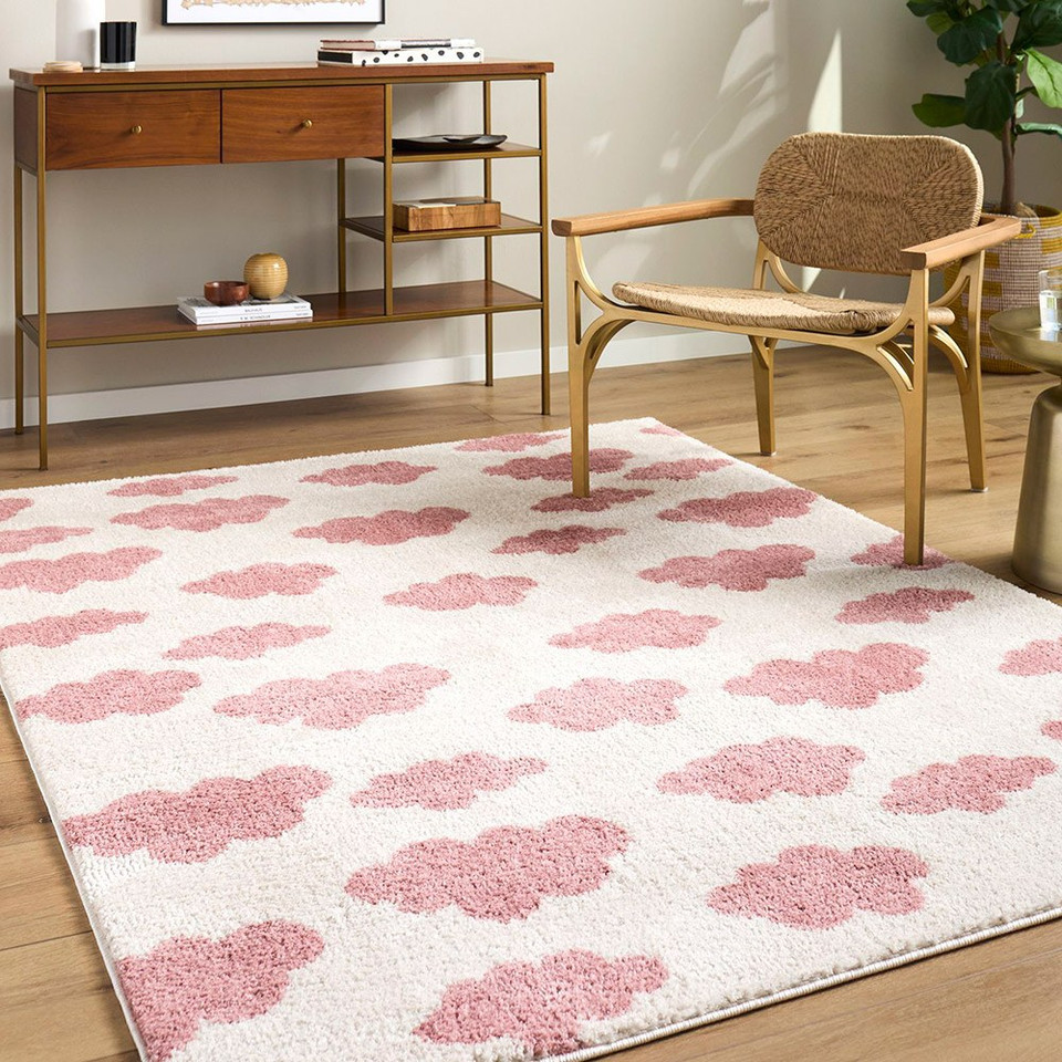 Fossay Washable Cloud Shaggy Ivory Rug