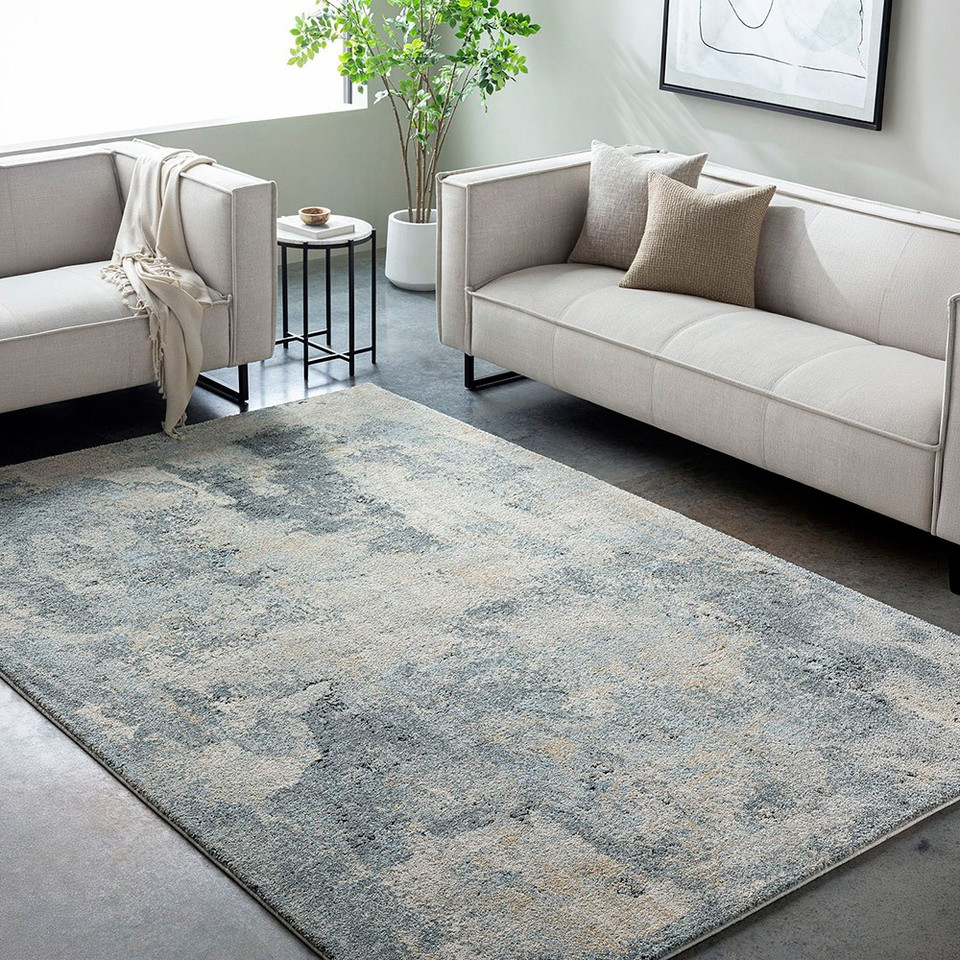 Avellino Abstract Modern Marble Blue Rug