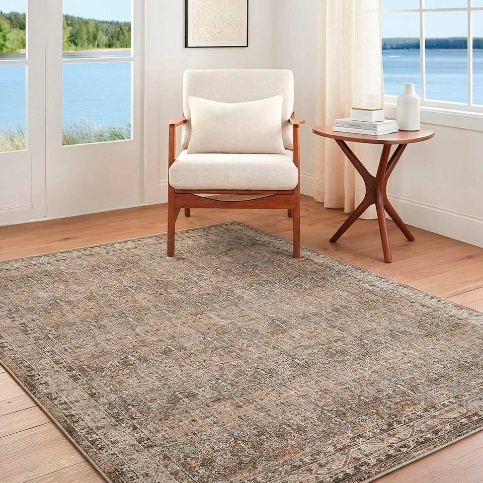 Arda Vintage Traditional Light Brown Rug