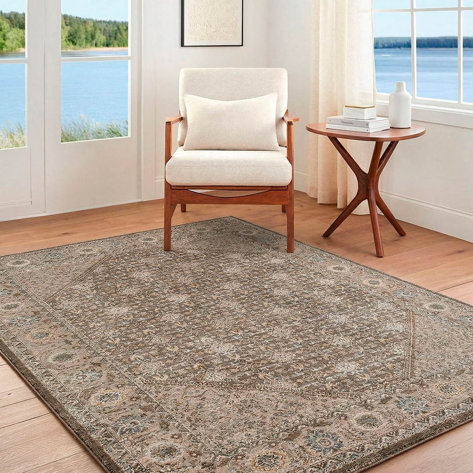 Arda Vintage Traditional Light Taupe Rug