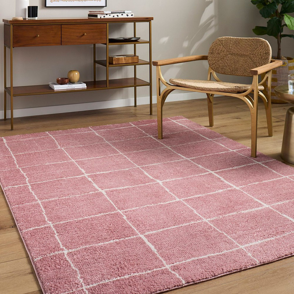 Fossay Washable Modern Shaggy Pink Rug