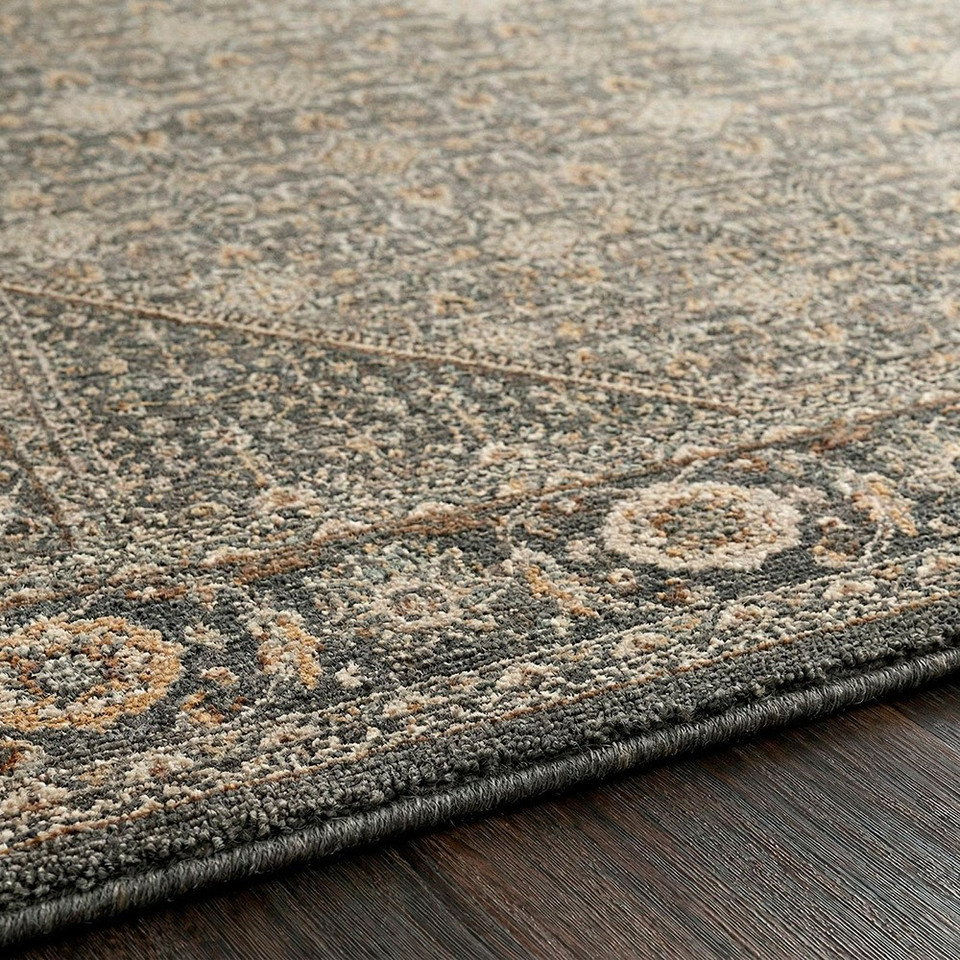 Arda Vintage Traditional Dark Grey Rug