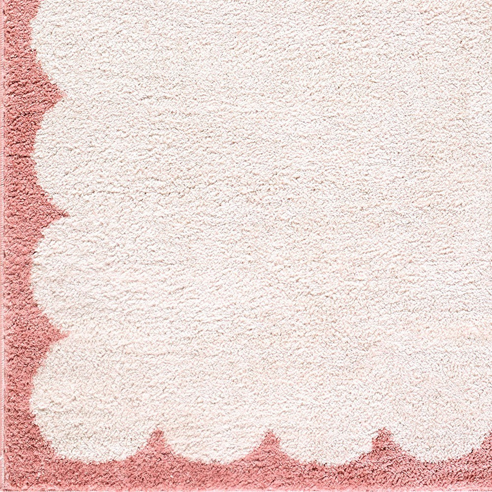 Fossay Washable Border Shaggy Ivory Rug