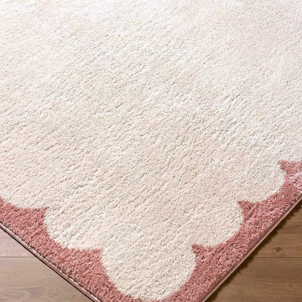 Fossay Washable Border Shaggy Ivory Rug