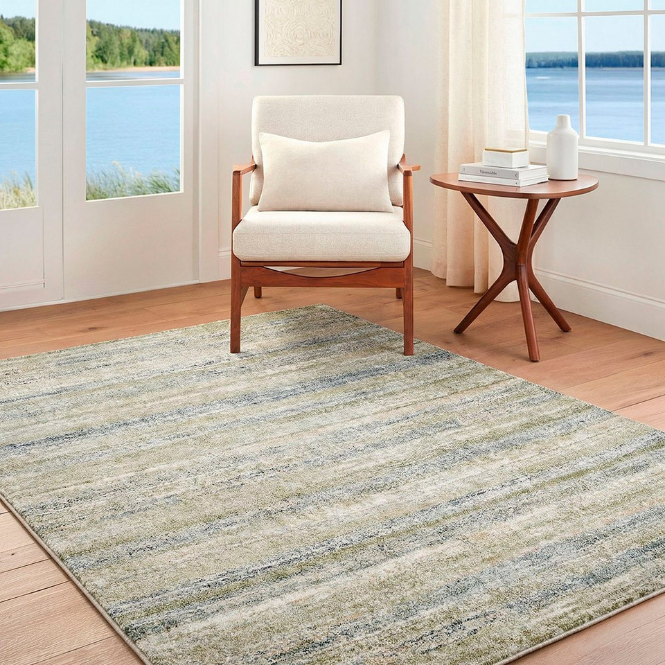 Avellino Abstract Modern Marble Green Blue Rug