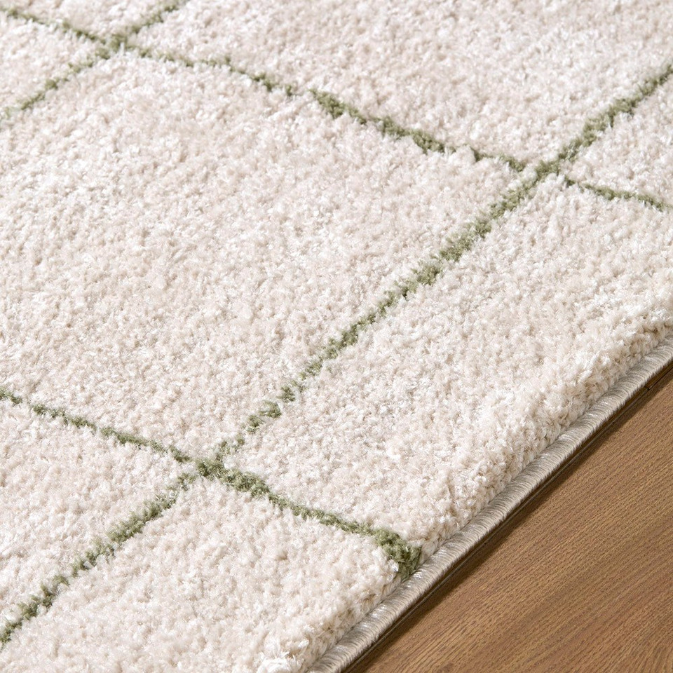 Tivoli Shaggy Grid Green Rug