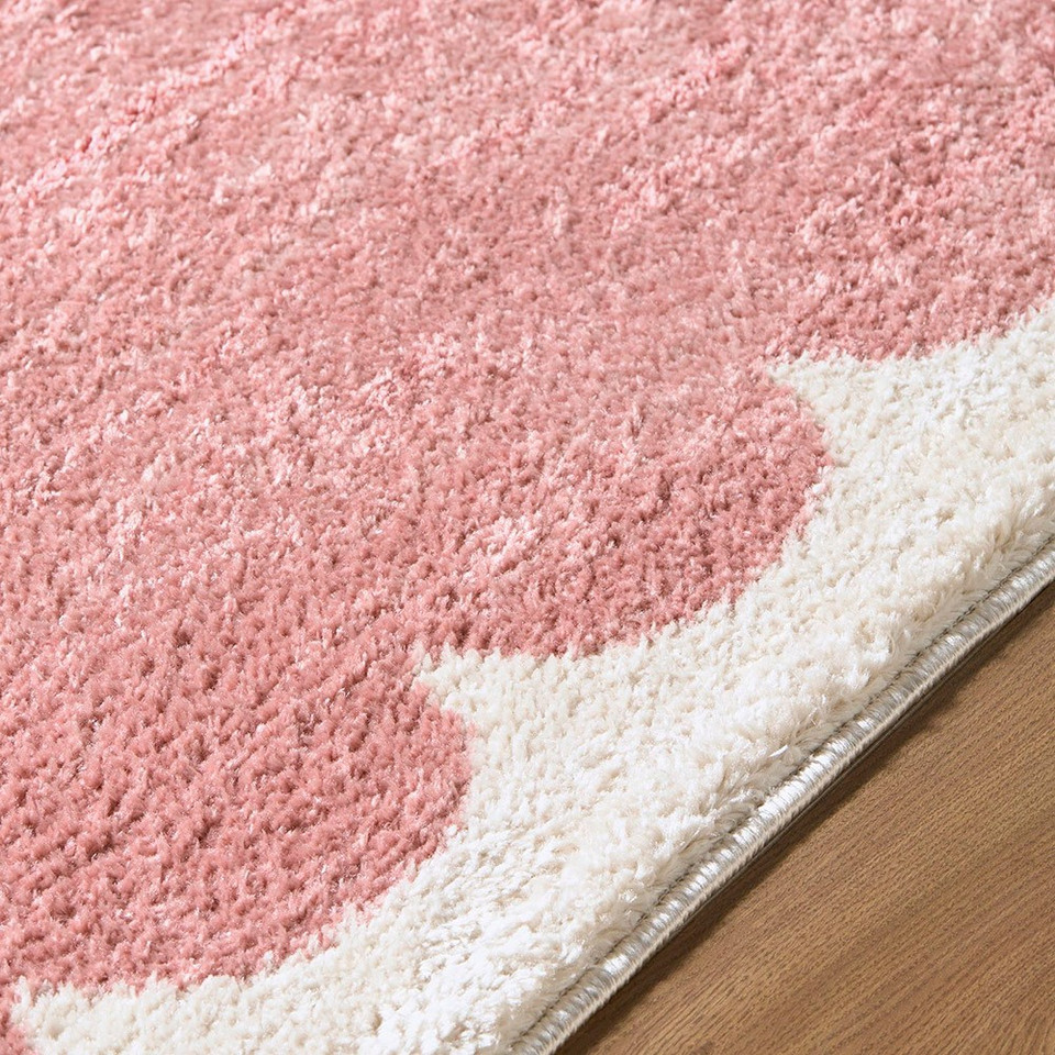 Fossay Washable Border Shaggy Pink Rug