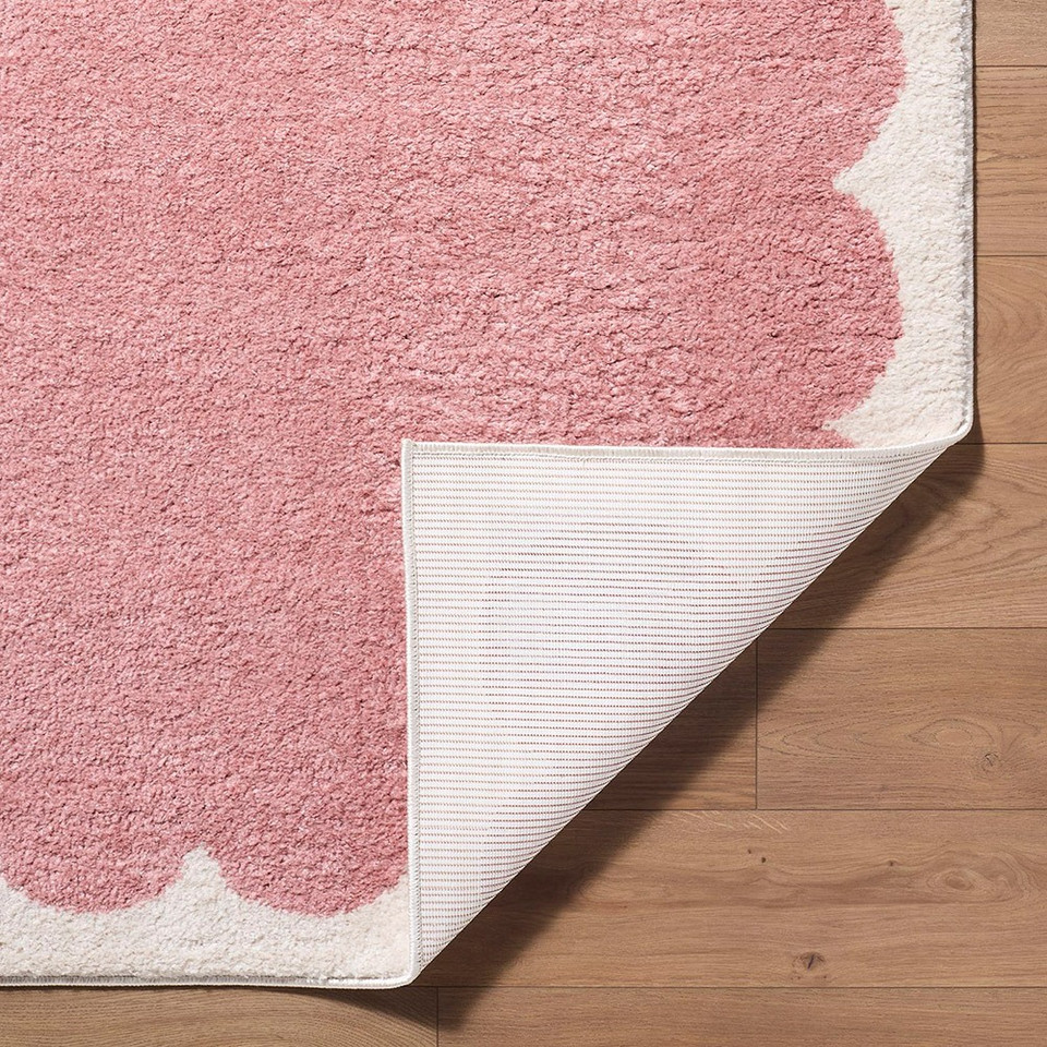 Fossay Washable Border Shaggy Pink Rug