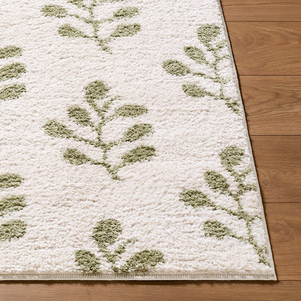 Tivoli Shaggy Floral Green Rug