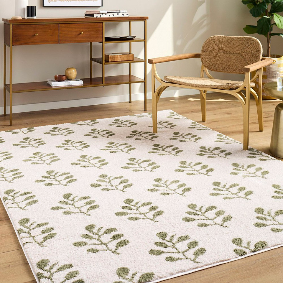 Tivoli Shaggy Floral Green Rug
