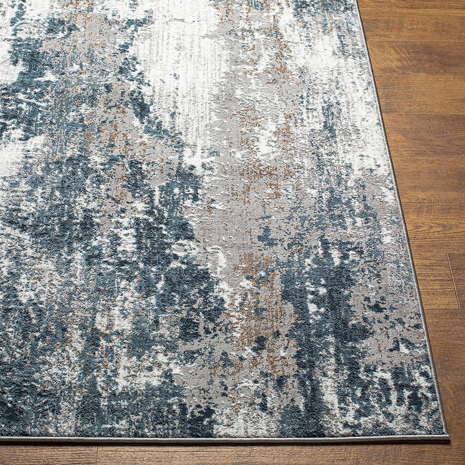 Allegro Abstract Modern Marble Blue Grey Rug