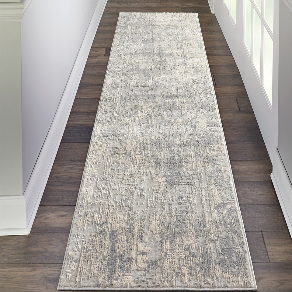 On Sale Rustic Textures RUS01 Ivory Silver Abstract Rug 120x180cm
