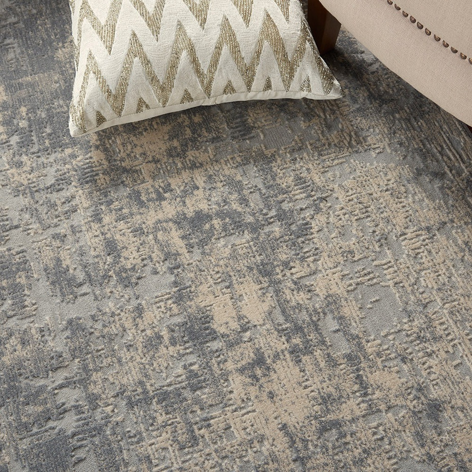 On Sale Rustic Textures RUS01 Ivory Silver Abstract Rug 120x180cm