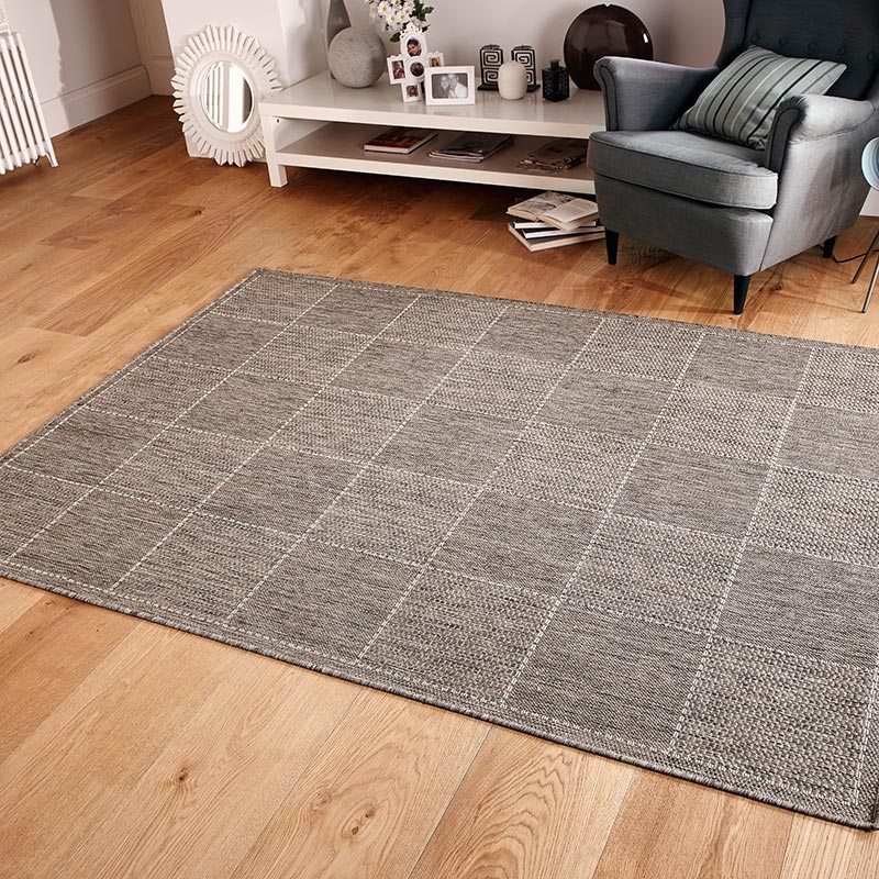 Checked Flatweave Rug Grey