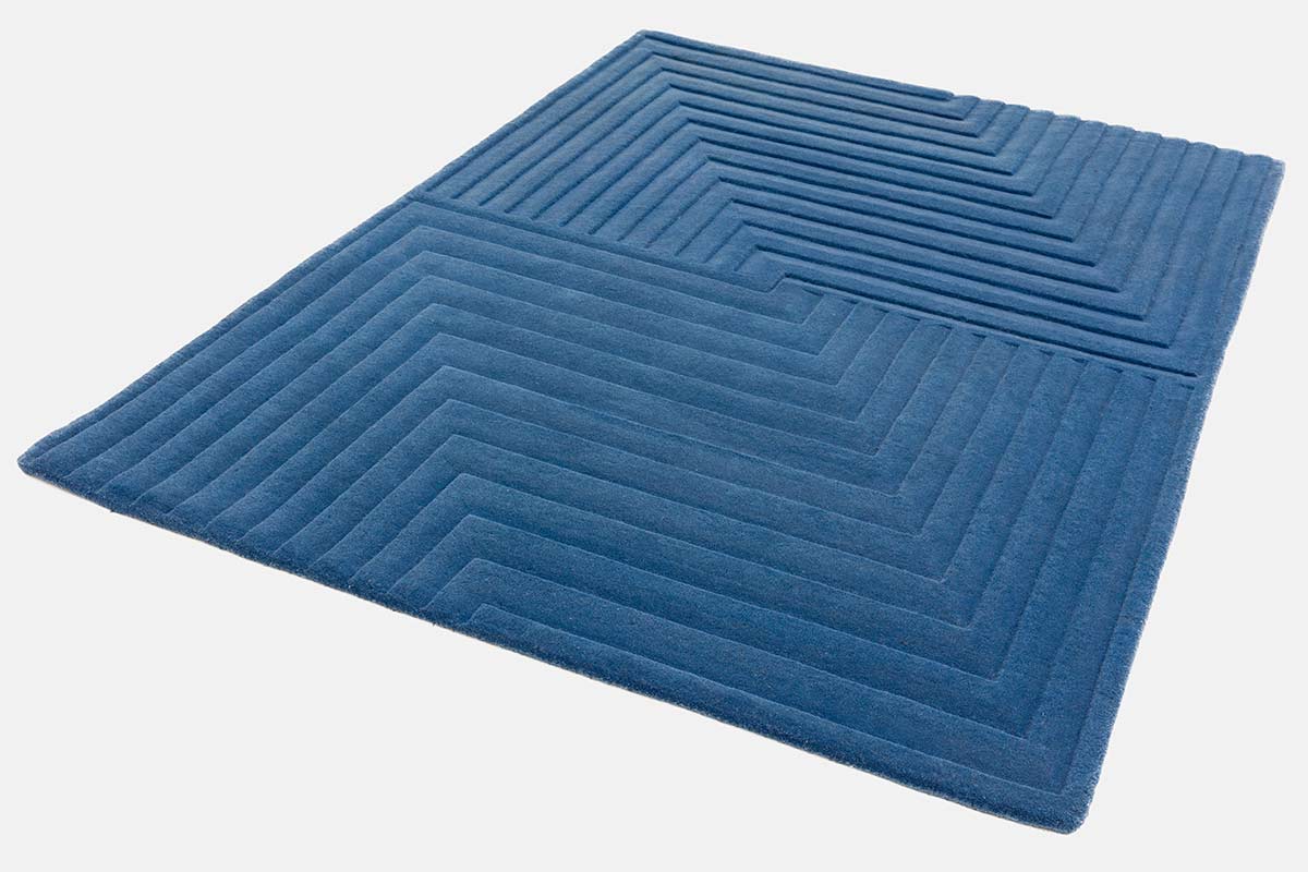 Form Rug Blue Colour 3D Wool Pile