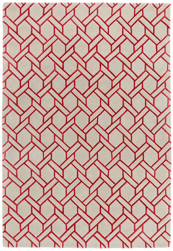 Nexus Rug Fine Lines Silver Red