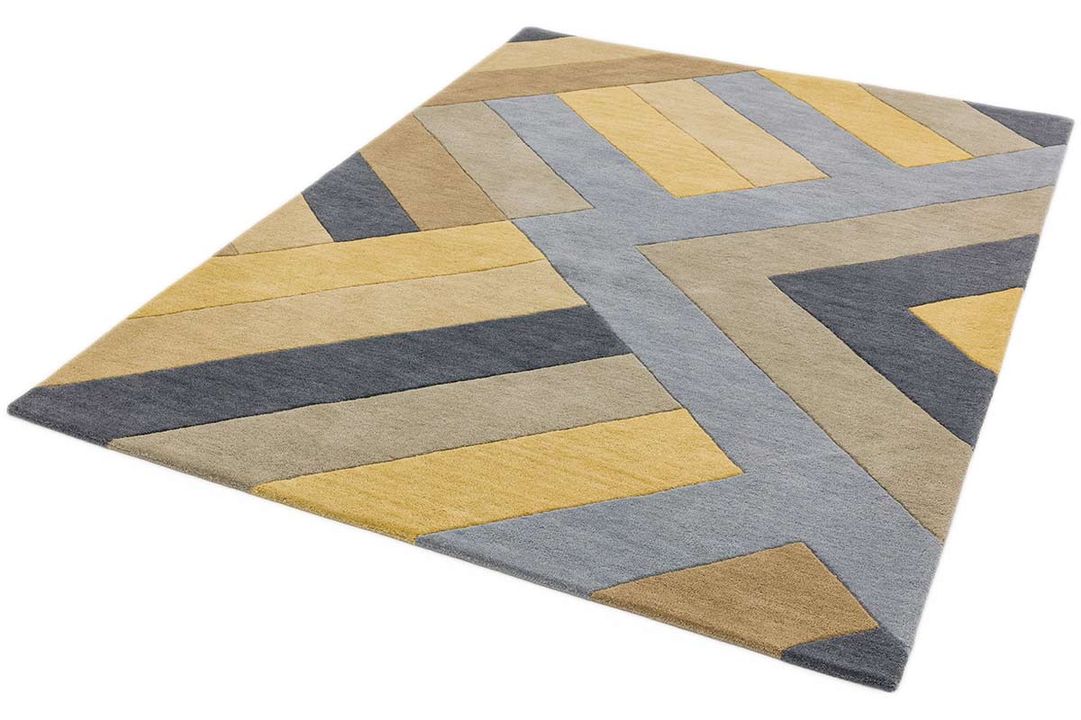 Reef Rug RF02 Big Zig Ochre Grey Wool