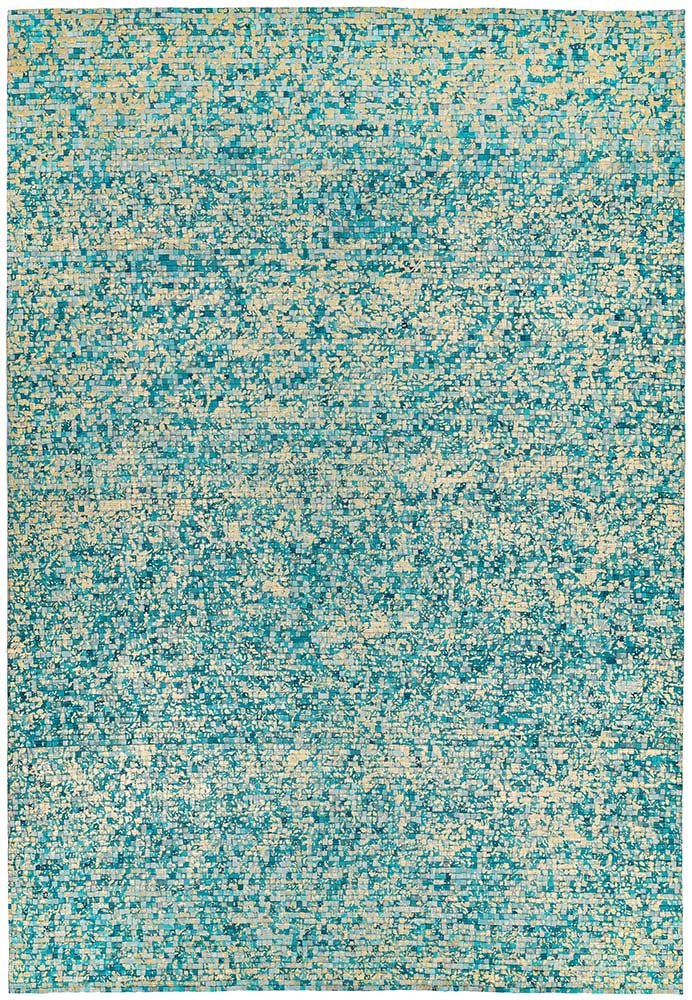 Elona Mosaic Cowhide Rug Aqua
