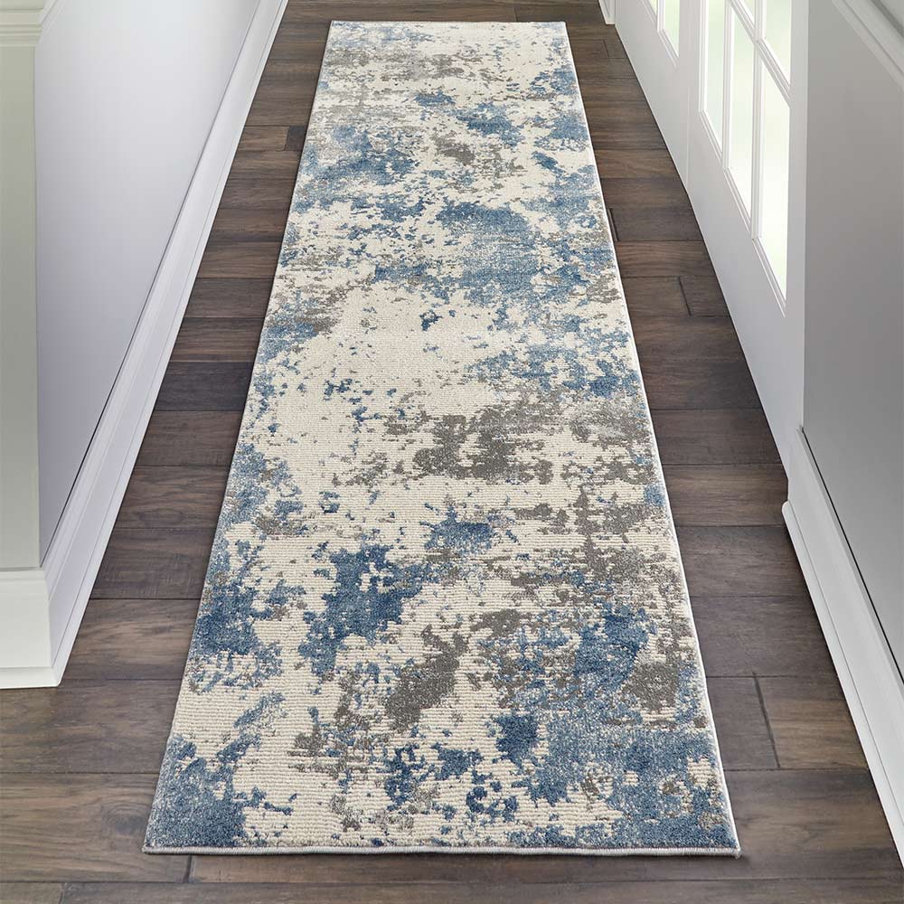 Rustic Textures RUS08 Grey Blue Abstract Rug