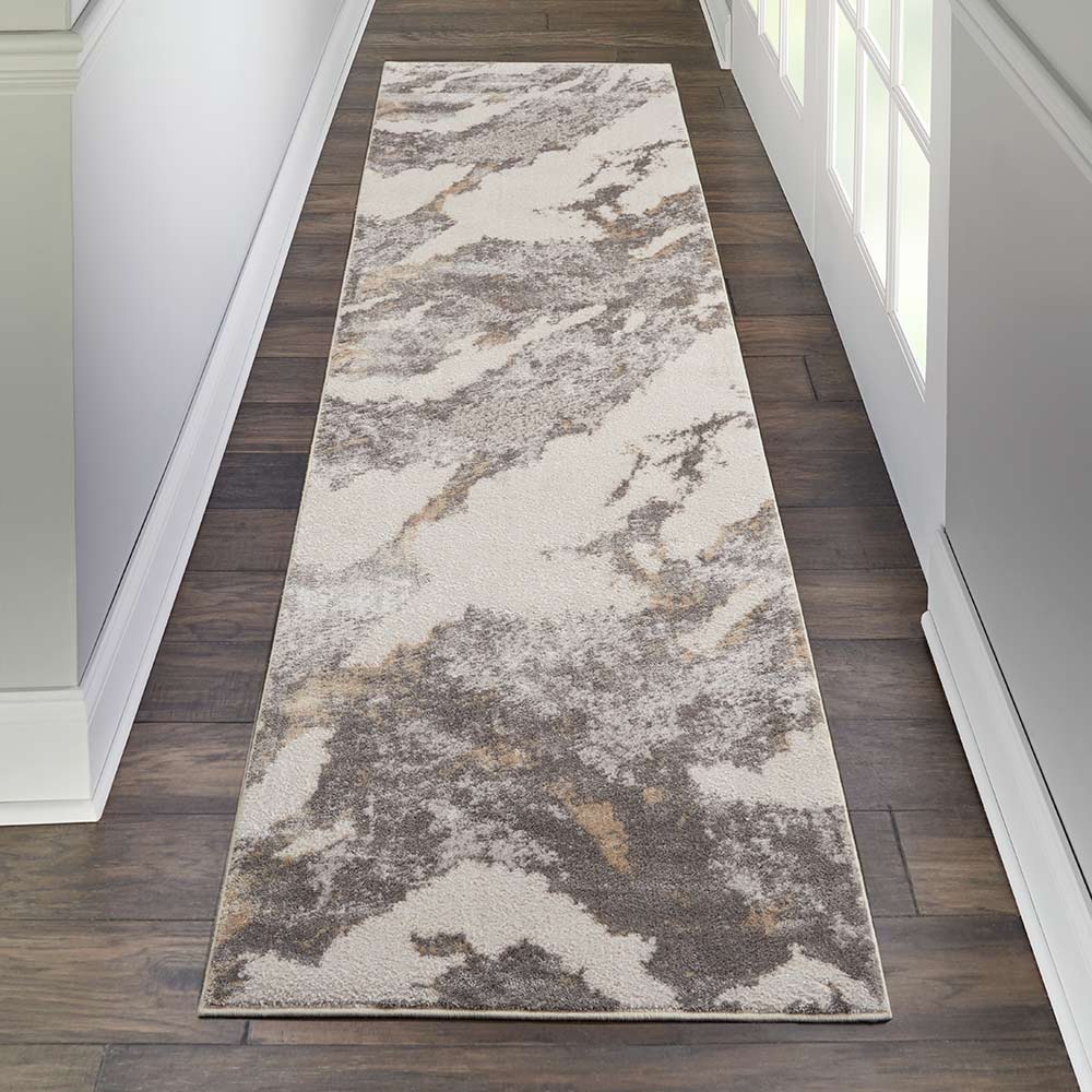 Abstract Silky Textures SLY03 Brown Ivory Rug