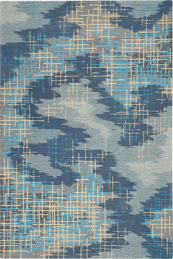 Abstract Symmetry SMM08 Blue Beige Rug