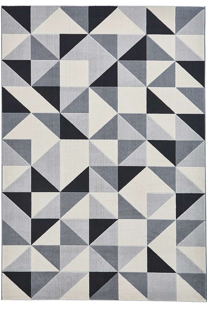 Vancouver 18214 Geometric Grey Black Rug