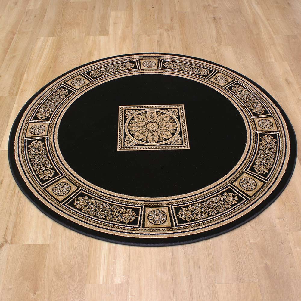 Classic Black Davinci Rug 200x200cm CIRCLE