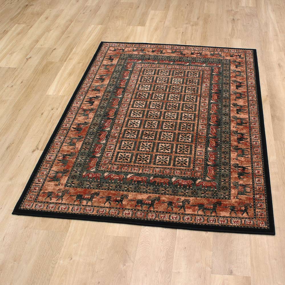 Traditional Wool Rug Royal Kashqai Green Brick 01 500