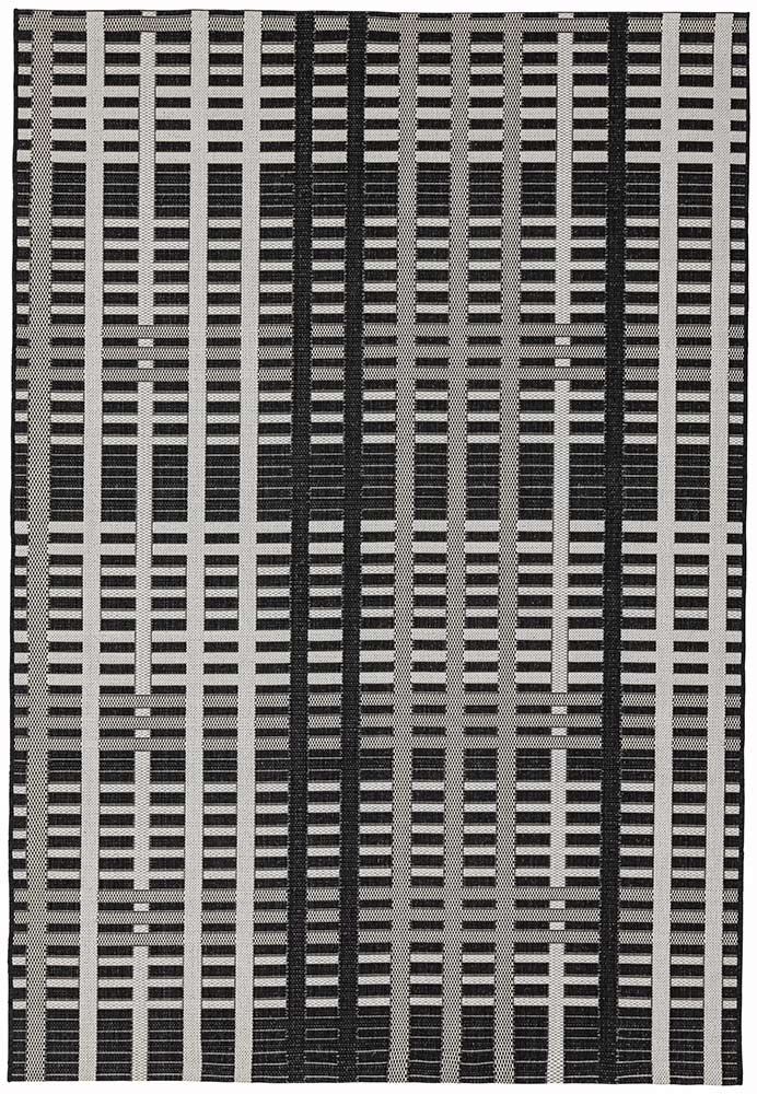 Patio Garden Rug 22 Black Grid