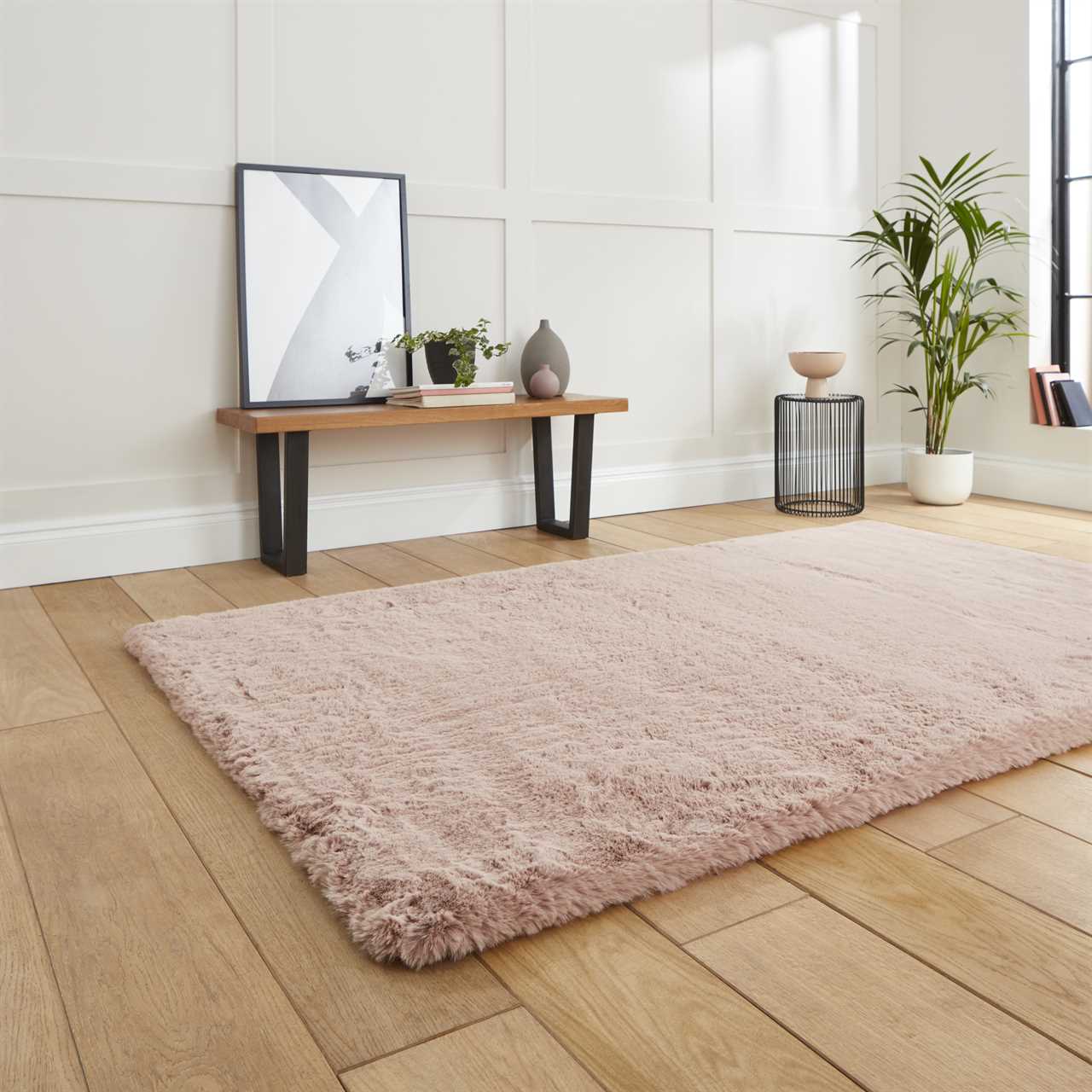 Thick Fluffy Rug Super Teddy Rose