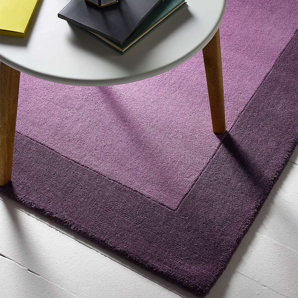 Origins Borders Mauve Plain Wool Rug