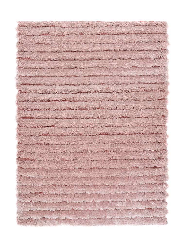 Origins Carved Glamour Blush Pink Ridged Shaggy Rug