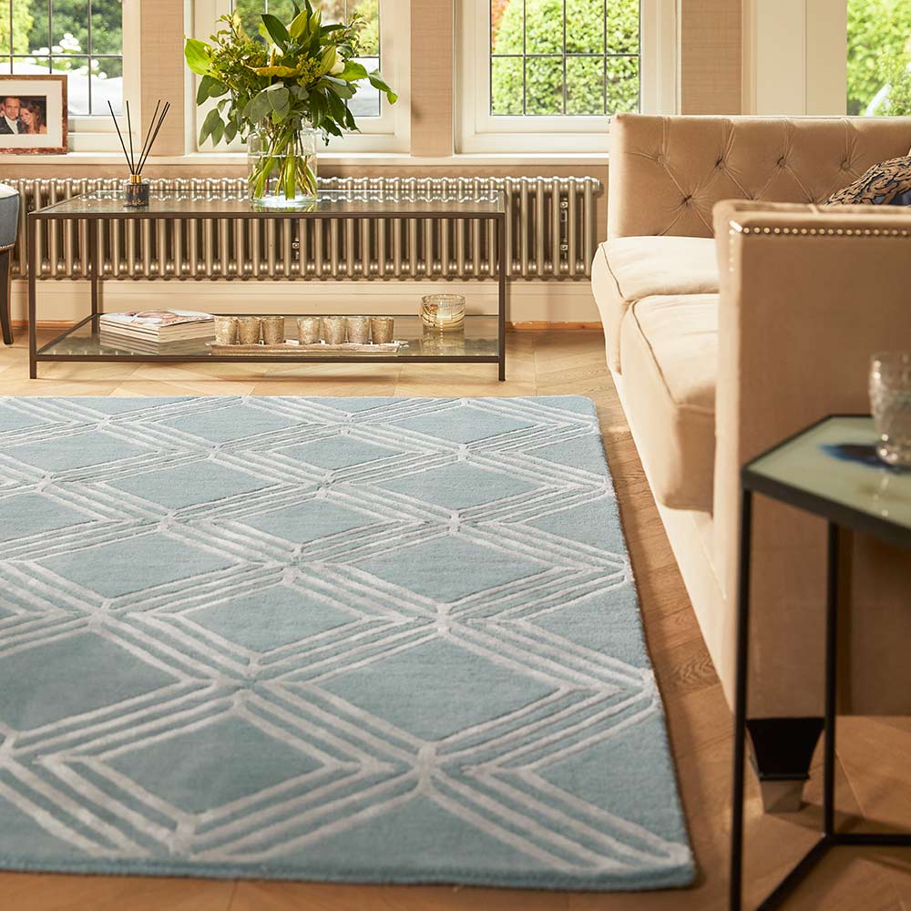 Origins Vienna Blue Diamond Trelis Rug