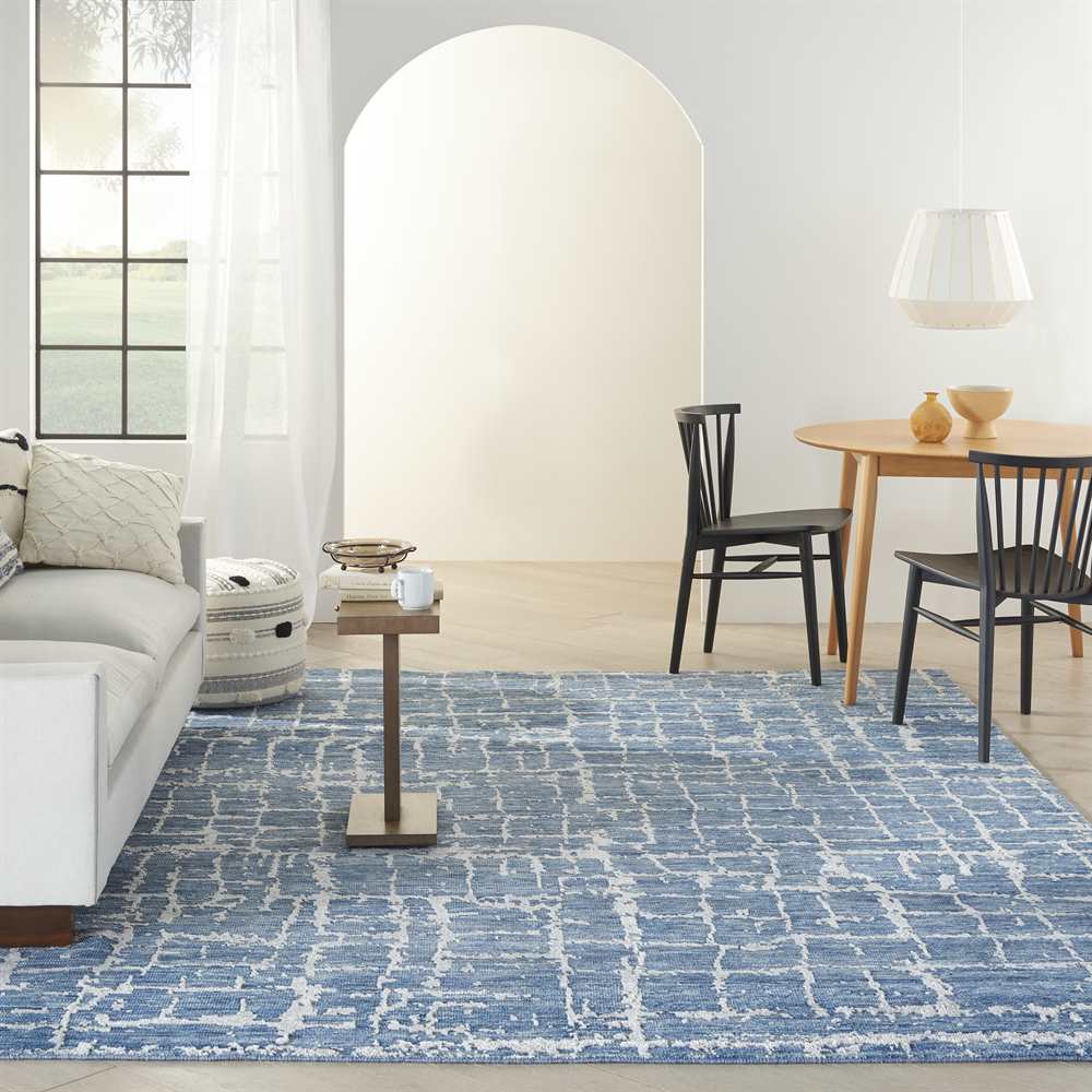 Luna Rug LUN02 Blue Silver Abstract