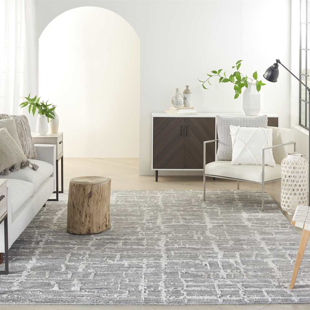 Luna Rug LUN02 Grey Silver Abstract