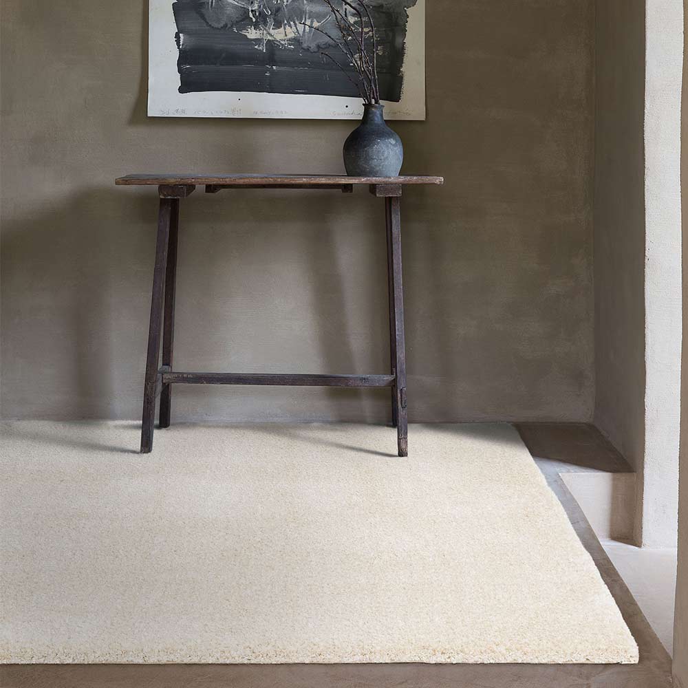 Cream Shaggy Wool Mix Rug Galaxy 100 80x140cm-1