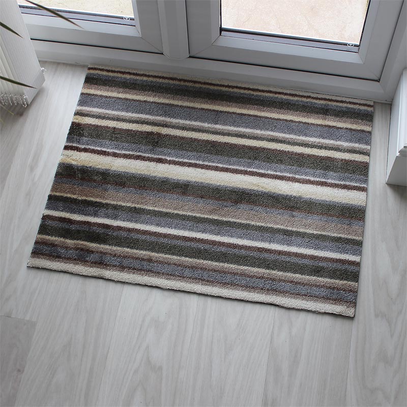 Grey Stripes Washable Doormat