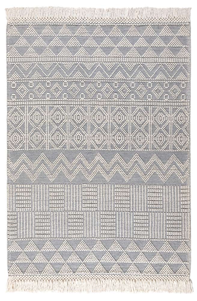Anya Anya01 Ivory Slate Flatweave Geo Rug