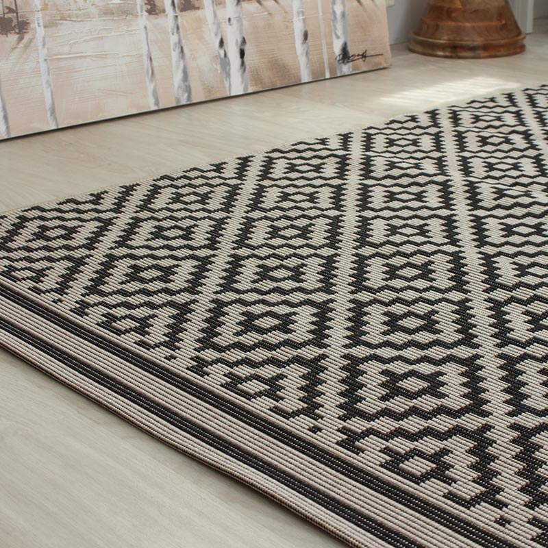 Outdoor Rug Patio Diamond Mono 80x150cm
