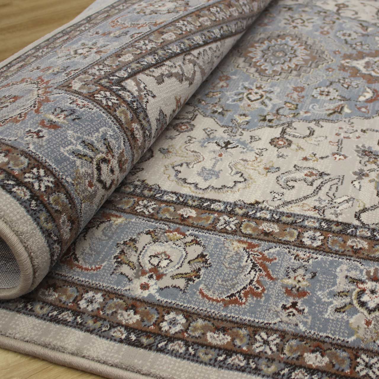 Da Vinci Cream Steel Blue Rug