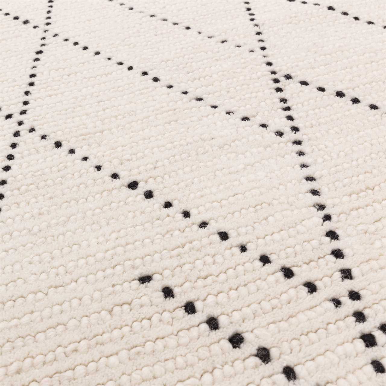 Nepal Cream Black Linear Rug Indian Wool