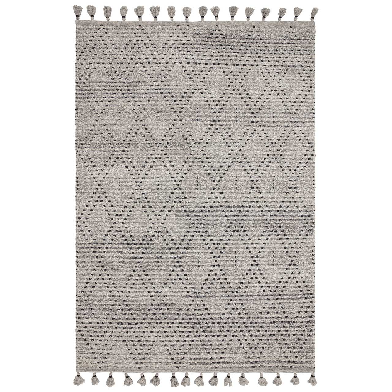 Nepal Grey Black Diamond Rug Indian Wool