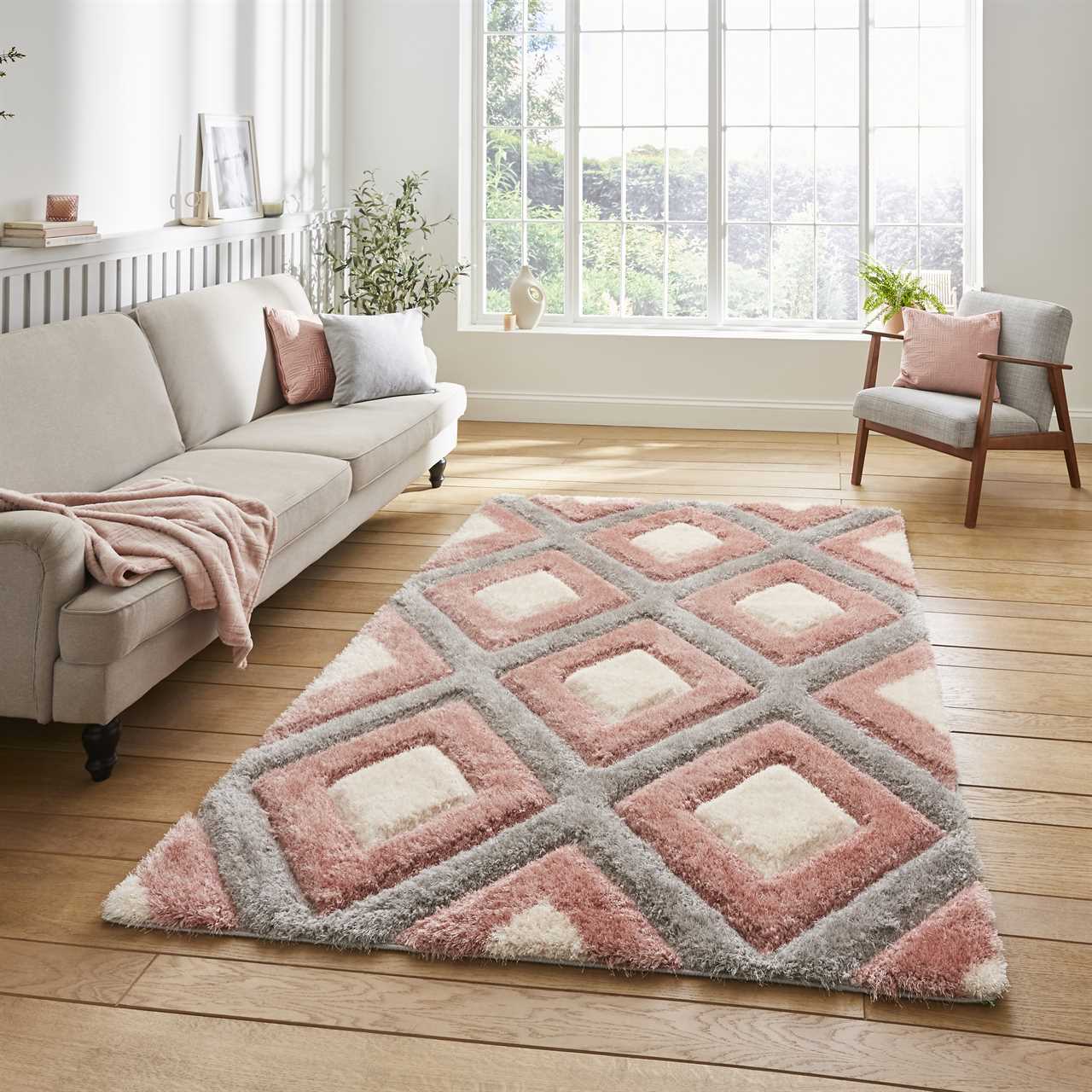 Olympia GR224 Silky Grey Pink Rug