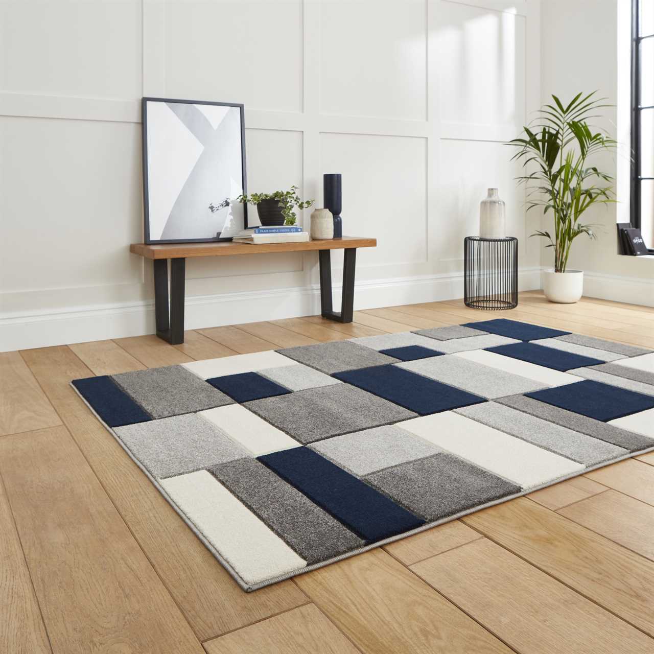 Matrix MT61 Grey Navy Rug