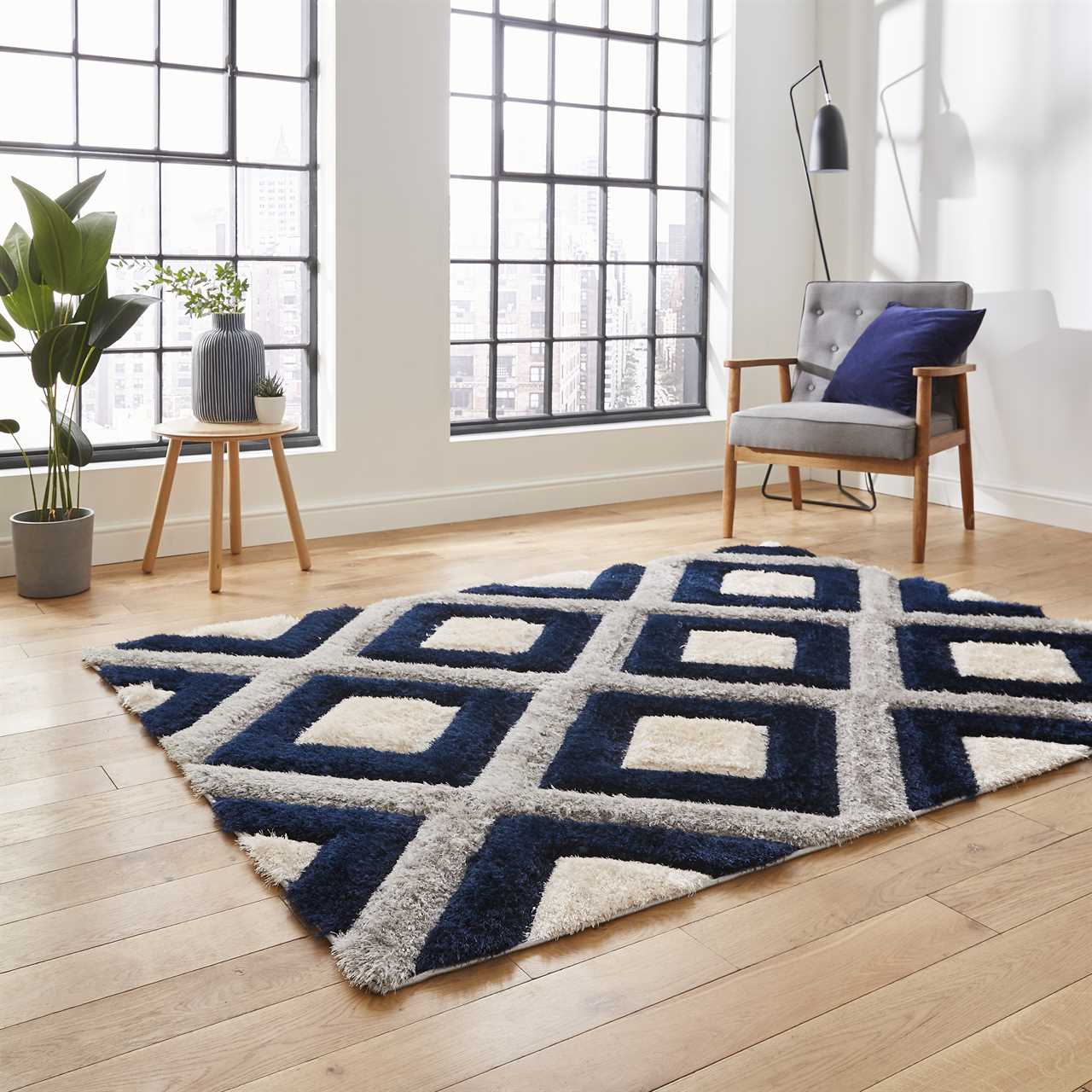 Olympia GR224 Silky Grey Navy Rug