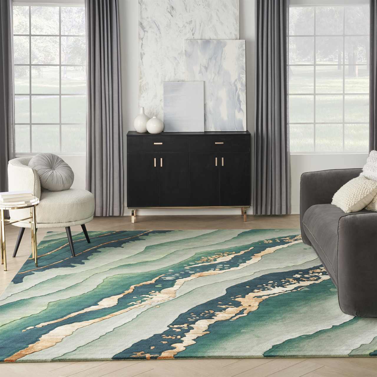 Prismatic PRS30 Emerald Green Wool Rug